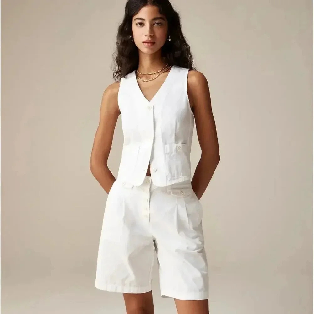 NEW J. Crew Women’s‎ Size 6 White Patch-Pocket Chino Vest NWT